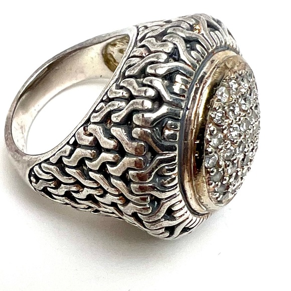 NATURAL DIAMOND & 925 STERLING SILVER UNISEX STATMENT RING JEWELRY